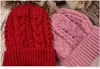 Gorące damskie zimowe ciepłe ręczne dzianiny faux futra pomp pompowa czapka wysokiej jakości ciepłe wełniane dzianinowe czapkę czapki wełniane czapki