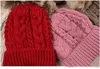 Gorro con pompones de piel sintética tejido a mano para invierno para mujer, gorro tejido de lana cálido de alta calidad, gorro de lana Skully