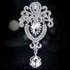 Diamond Crystal Gota Da Água Crown Broches Pins Corsage Scarf Clipes Para Mulheres Broche Jóias De Casamento