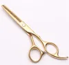 C1005 6'' 17cm Customized Logo Golden Hairdressing Scissors Factory Price Cutting Scissors Thinning Shears Professional Human Hair Scissors