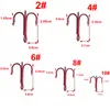 100pcs 35647 High Carbon Steel Treble Fishing Hooks Red Black Round Bent Triple Hard Lure Spoon Fishhooks