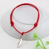 MIC 50pcs Red Waxes rope Antique silver pirate Knife charm Adjustable Bracelet B-51