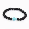 Nw Fashion Lava-rock Round Bead Cross Charm Bracciale anti-fatica Lava Brracelets Aromatherapy Rssential Oil Diffusore Gioielli