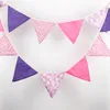 Bomull Tyg Banners Personlighet Bröllop Bunting Inredning Rosa Vintage Party Födelsedag Baby Visa Garland Dekoration