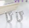 2017 925 sterling silver earings U shape stud earrings for women white zircon earrings G522323h