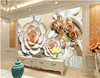 Foto di qualsiasi dimensione Fiore rosa in rilievo murale TV murale 3d carta da parati 3d carte da parati per tv sullo sfondo