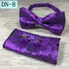 New Design Self Bow Tie And Hanky & Cufflinks Set Silk Jacquard Woven Men Butterfly BowTie Pocket Square Handkerchief Suit Wedding