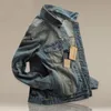 Atacado- McCKle Mens Riscado Jean Jaquetas Moda Vintage Slim Fit Denim Jacket recolher colarinho casual vestes homme
