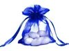 100 шт. синие упаковочные пакеты из органзы, мешочки для ювелирных изделий, свадебные сувениры, подарочная сумка для рождественской вечеринки, 13 x 18 см, 5 x 7 дюймов257I