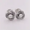 Studs Luminous Love Knots Earrings Authentic 925 Sterling Silver Fits European Pandora Style Studs Jewelry Andy Jewel 290740WCP