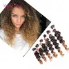 6pcslot Jerry curly tress hair for one head ombre brown synthetic hair extension curly crochet purple braiding H3487775