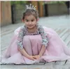 Lovely Jewel Sheer Neck Girls Pageant Dresses With Applique 3/4 Long Sleeves Flower Girls Dresses Back Zipper Tiered Ruffle Cupcake Dresses