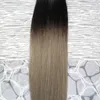 Ombre hår 1B / Grå Rak Hår Ombre Brasilianskt Mänskligt Hårväv Grå Färg Bundlar Dubbel Weft 1 Stycke Endast