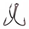 100pcs 35647 High Carbon Steel Treble Fishing Hooks Red Black Round Bent Triple Hard Lure Spoon Fishhooks