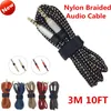 3.5mm Mężczyzna stereo pomocnicze Aux Cable Extension Nieprzestrzenny Metalowy Nylon Braided Car Audio Cable 3M 10FT dla iPhone MP3 Głośnik Tablet PC