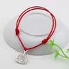 MIC 50pcs Red Waxes rope Antique silver happy birthday charm Adjustable Bracelet B-51