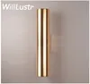 Modern LED wall lamp aluminum wall sconce metal lighting design lamps champagne gold tube light pipe minimalism luxury lights