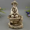 Chine Folk Argent Sculpture Siège pêcheur Fisher pêcheurs Jiang Taigong Statue