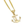 New Arrival Gold Plated Anchor Pendant Necklace Hip Hop Stainless Steel Trendy Mens Punk Navy Style Charm Pendant Necklace