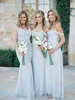 Beach Bridesmaid Dresses Ice Blue Chiffon Ruched Off the Shoulder Summer Wedding Party Gowns Long Cheap Simple Dress for Girls 2024