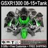 gloss green 8gifts For SUZUKI Hayabusa GSXR1300 08 15 GSXR-1300 14MY75 GSXR 1300 GSX R1300 08 09 10 11 12 13 14 15 Fairing green black Kit