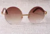 luxury diamond round sunglasses T3524012 glasses natural wooden sunglasses size: 55-18-135 mm