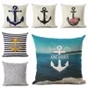 Nautical Anchor Decor Vintage Cushion Cover Shabby Chic Kasta Pillow Case Marine Capha de Almofada Hem Office Cojines