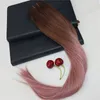 100% obearbetade Virgin Omberry Russian Human Hair Extensions Rose Gold Highlights Remy Hair Weaving Rak Sy i dubbel väft Hårväv