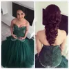 Dark-Green Sweetheart Glamoureuze zeemeermin Kant Avondjurk Kristallen Tule Lange Prom Jurk Vestido Formatura Vestidos Largos de Fiesta