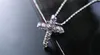 Yhamni Luxury Original 925 Sterling Silver Cross Pendant Necklace Princess Luxury Diamond Necklace Ladies and Women n1262y