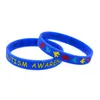 100PCS Autism Awareness Silicone Gummi Armband Pussel Logo Dekoration Fylld i Färg Vuxen Storlek 5 Färger