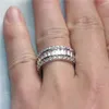 ترف 925 الفضة الوردي توباز تمهيد الإعداد الكامل CZ الماس الأحجار الكريمة خواتم مجوهرات خاتم العروس الدائري للنساء