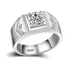 Anillo de bodas de Plata de Ley 925 Original de YAMINI, anillo de lujo de 1 quilate y 6mm con diamantes CZ para hombre, joyería de regalo MJZ012