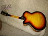 Najnowsze Sunburst 3 pickupy Hollow Jazz Guitar Gold Hurware Hurtowe gitary gorące