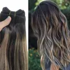 Menselijk haar Weave Ombre Dye Color Braziliaanse Virgin Haar Inslag Bundel Extensions Balayage Two Tone 2 # Bruin tot # 27 Blonde