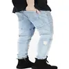 Whole-Rock-Star-Kleidung, Designer-Hosen, SLP, blau, schwarz, zerstörte Herrenhosen, schmale Denim-geradlinige Biker-Röhrenhosen für Männer, Rippe309L