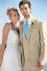Nowy Design Beige Groom Tuxedos Groomsmen Najlepszy człowiek Garnitury Mens Wedding Blazer Garnitury (Kurtka + Spodnie + Kamizelka + Krawat) No: 550
