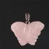 Hand Crafted New Bohemia Fashion Popular Crystal Pendant Animal Butterfly Made of Semi Gems Opal Rose Quartz Jewelry Women Men Free Shipping