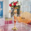 Bougeoirs en cristal doré à 5 bras de 58cm, pièce maîtresse de mariage, support à fleurs, bol, chandelier, candélabre de fête