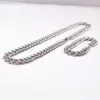 Strong Jewelry 10mm/15mm Silver Heavy Link Cuban Curb Chain Necklace Bracelet Stainless Steel Jewelry Set with Lobster Clasp