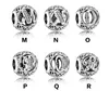 Wholesale Authentic 925 Sterling Silver Vintage Clear Letter Bead Charms Fit Pandora Women Charm Bracelets Silver Jewelry