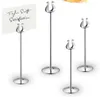 20 sztuk Europa ze stali nierdzewnej Srebrzyste Metalowa Nazwa Nazwa Karty Tag Clip Stand Nazwa Bilet Clamp Stojak Desktop Tabletop Nazwa Cena Talker