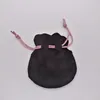 Pink Ribbon Black Velvet Bags Fit European Pandora Style Beads Charms and Bracelets Necklaces Jewelry Fashion Pendant Pouches