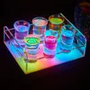 6/12 şişe Cam Tepsi Kurşun Kupası Tutucu Renkli LED Şarj Edilebilir Işık Şarap Bardakları Raf Çubuklar Buz Kovaları