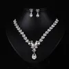 Rhinestone Crystal drop halsband sätter örhänge pläterade brud smycken set vita bröllop örhängen bröllopstillbehör3167636