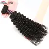 Ishow Partihandel Pris 8a Human Hair Weave Buntar Mink Brasilianska Virgin 4 st Peruanska Kinky Curly för kvinnor Alla åldrar 8-28 tum Jet Black