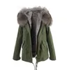 Garniture en fourrure bleue de marque JAZZEVAR 100% doublure en fourrure de lapin armée mini parkas en toile Doublure détachable femmes manteaux de neige comme style mme