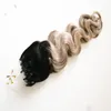Extensions de cheveux brésiliens vierges de vague de corps micro boucle T1b / extensions de cheveux gris 100g Ombre brésilienne Remy micro lien extensions de cheveux humains