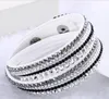 2017 Ny läderarmband Rhinestone Crystal Armband Wrap Multilayer Armband för kvinnor Pulseras Mulher Smycken G24