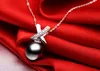 Yhamni Real Original 925 Sterling Silver Necklace Natural Freshwater Black Pearl Pendant Halsband Bröllop Smycken För Kvinnor NG07